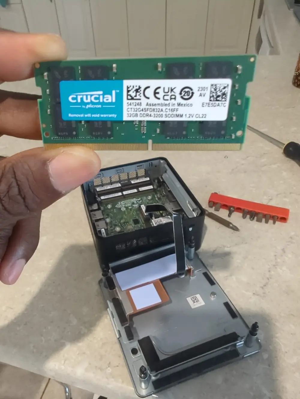 Installing memory into compact homelab hardware before configuring the cyber security range